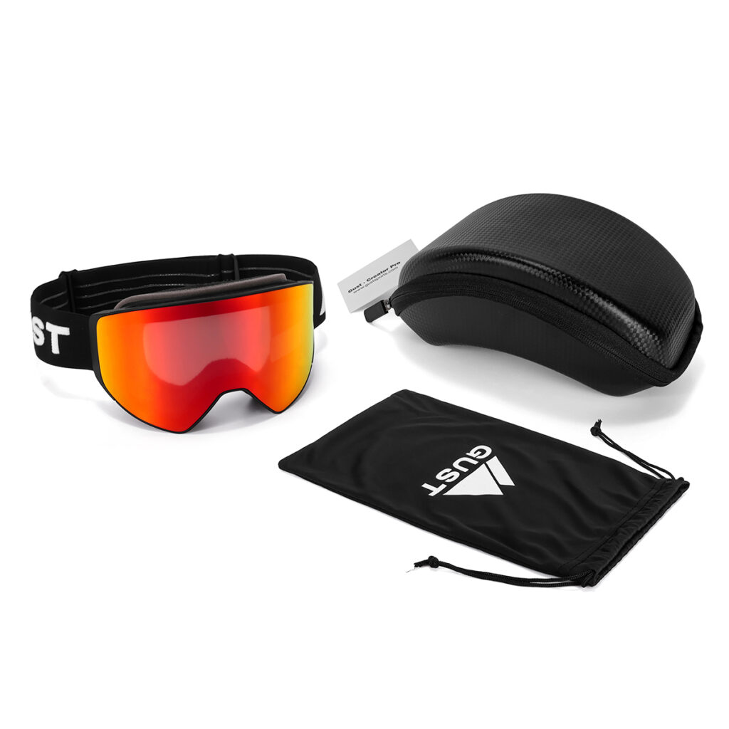 skibril met rode lens